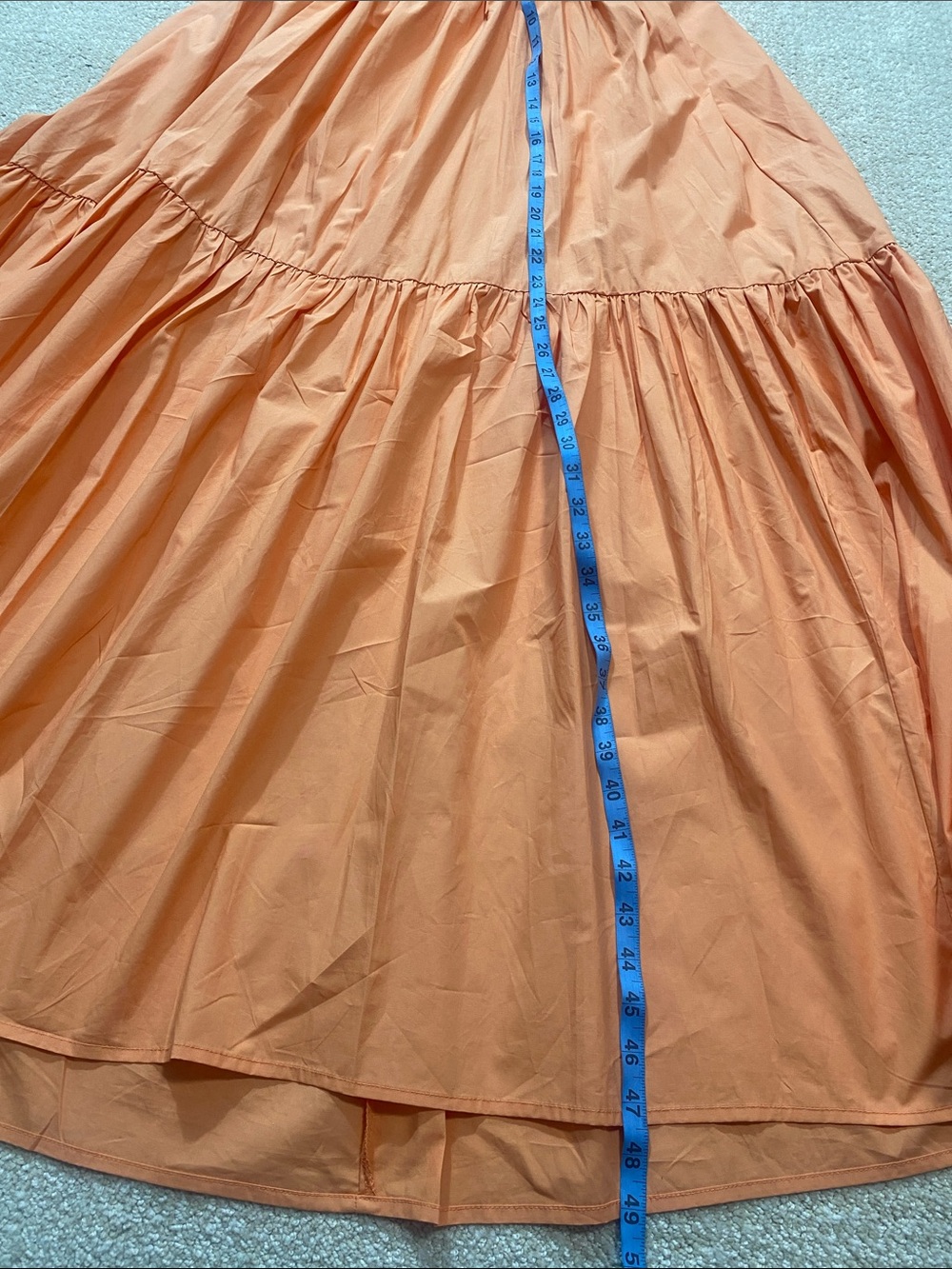 Ina Coral Peach Ruffle Maxi Dress with Front Cutout Size S 100%Cotton - Picture 14 of 16
